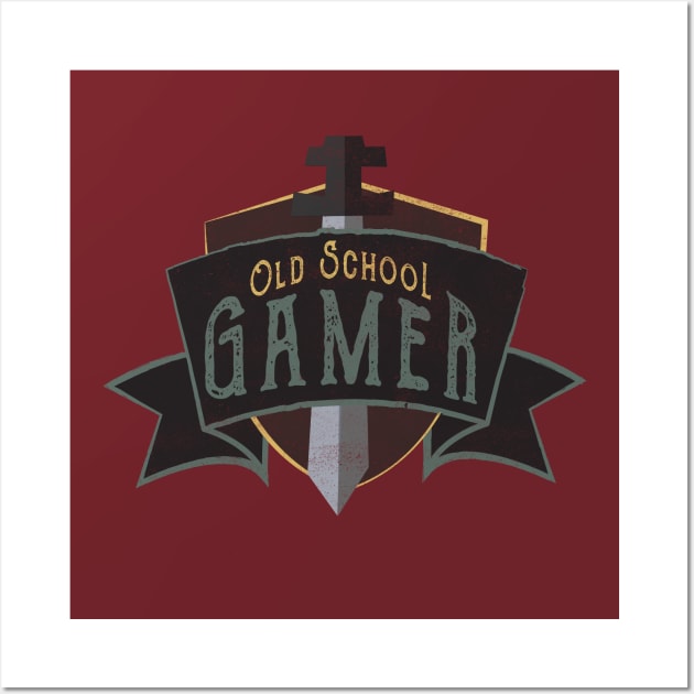 Vintage Old School Gamer Crest Wall Art by Commykaze